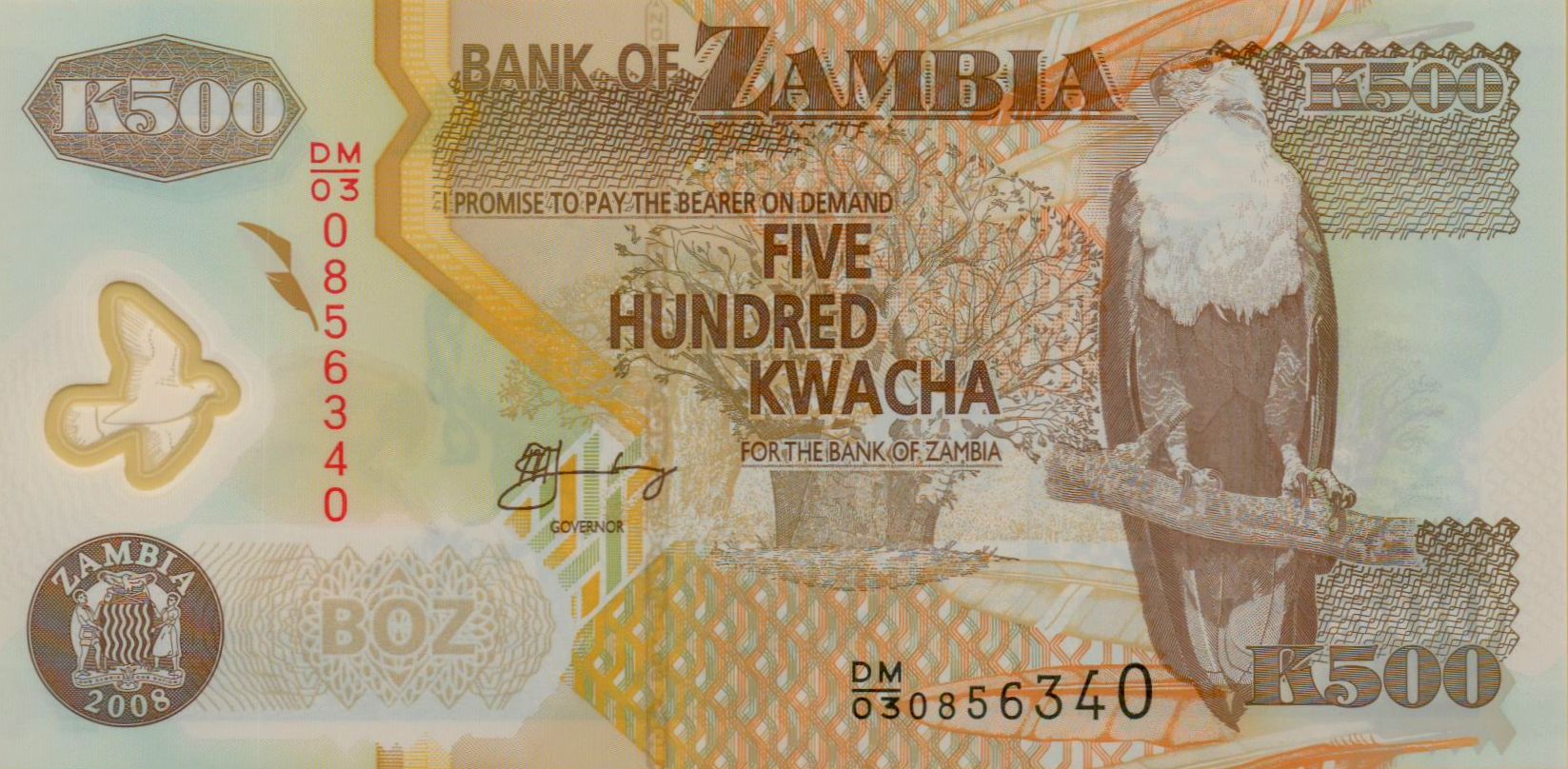 Zambia 500 2008 UNC P-43/f